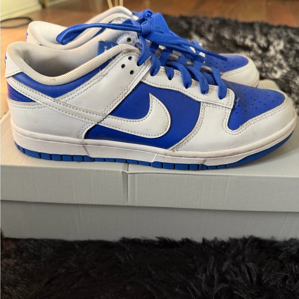 Youth Blue and White Athletic Sneakers